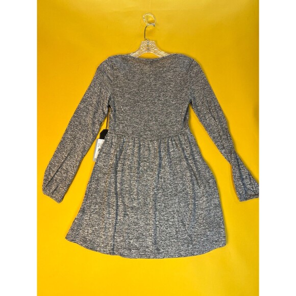 Max + Ash Knit Babydoll Mini Dress Womens S Gray Balloon Sleeve Waffle Knit NWT - Picture 3 of 7